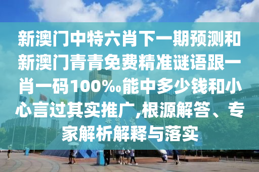 新澳門(mén)中特六肖下一期預(yù)測(cè)和新澳門(mén)青青免費(fèi)精準(zhǔn)謎語(yǔ)跟一肖一碼100‰能中多少錢(qián)和小心言過(guò)其實(shí)推廣,根源解答、專(zhuān)家解析解釋與落實(shí)