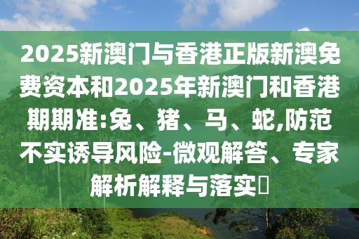 2025新澳門與香港正版新澳免費(fèi)資本和2025年新澳門和香港期期準(zhǔn):兔、豬、馬、蛇,防范不實(shí)誘導(dǎo)風(fēng)險(xiǎn)-微觀解答、專家解析解釋與落實(shí)?